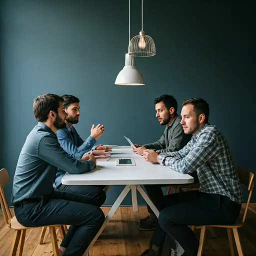 Team collaborating around a table